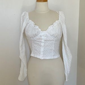 NWOT Free People White Long Sleeve Blouse